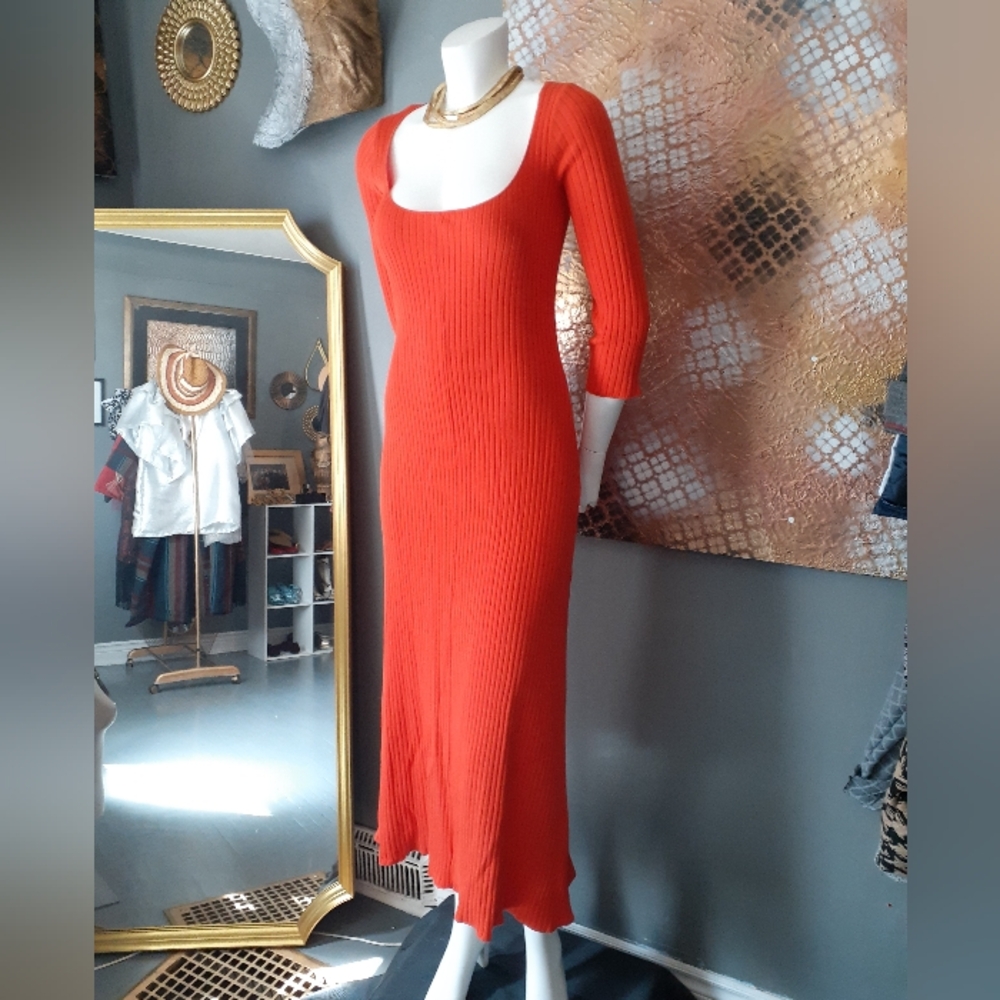 NWOT Zara Ribbed Stretch Cotton Midi Dress